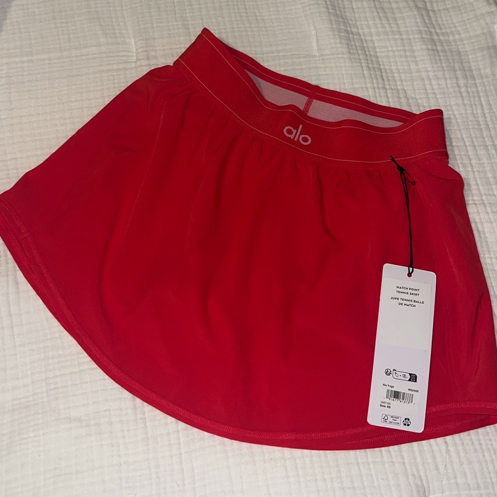Alo Yoga Candy Red Match Point Skirt